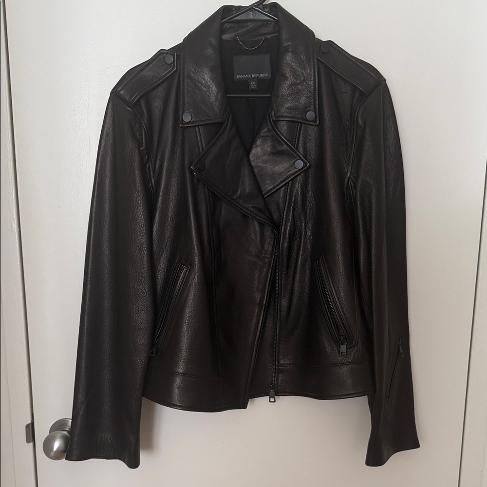 Banana Republic Black Moto Leather Jacket